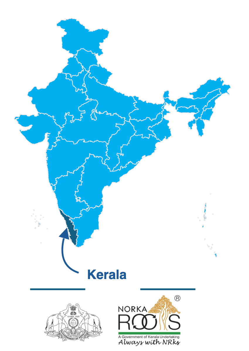 India Map with Kerala highlighted
